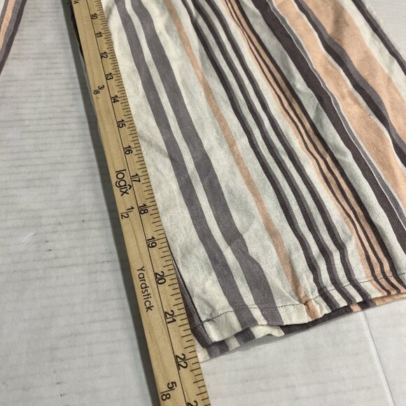 Gypsies & Moondust Jumpsuit L Linen Blend Neutral Striped Wide Leg Strapless - Picture 4 of 11